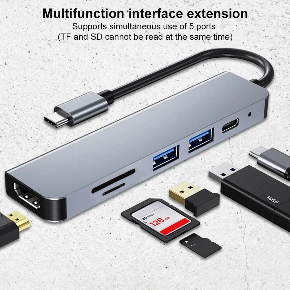 

Адаптер Type-c HUB USB-C для HDMI 4K 30 Гц+ USB2.0+USB3.0+PD+SD/TF