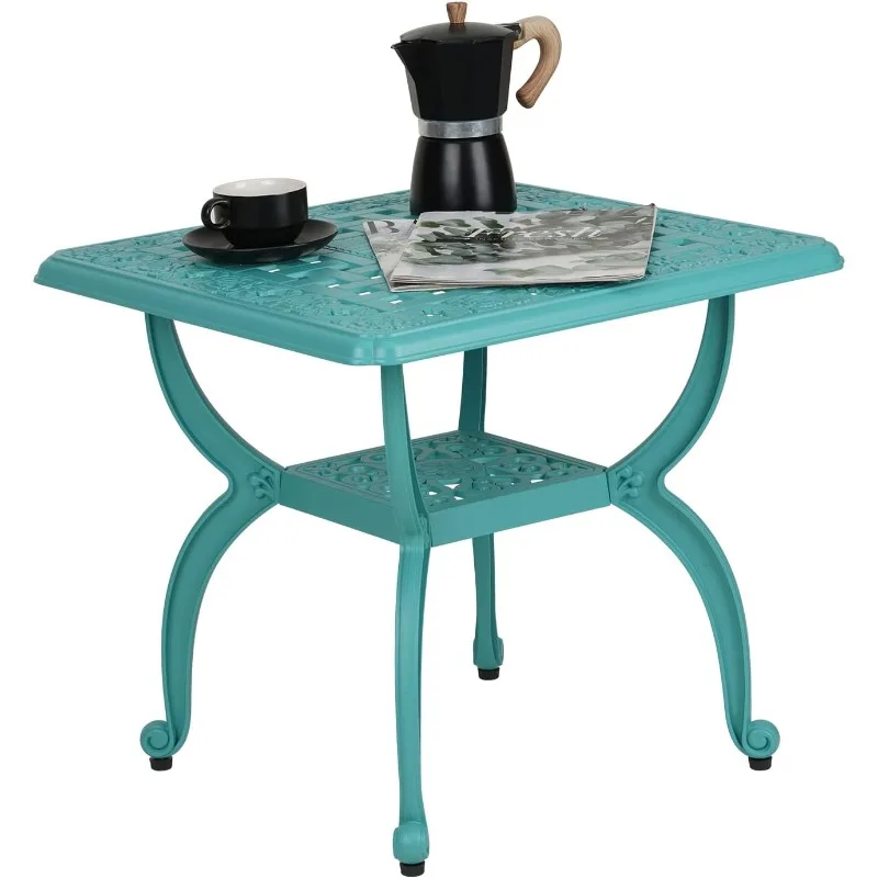 

Cast Aluminum Outdoor Side Table,Anti-Rust Outdoor End Table,Patio Coffee Bistro Table for Indoor,Garden,Porch,Balcony