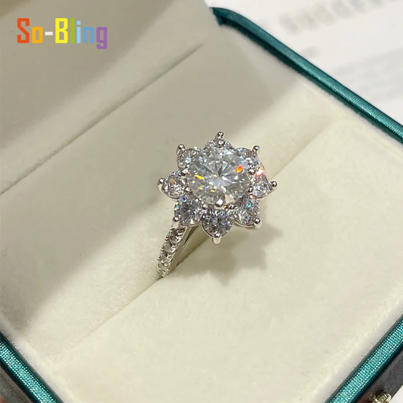 So-Bling 1-3Ct مويسانيتي خاتم 925 فضة خواتم للنساء أنيقة غرامة مجوهرات الحفلات هدية #2