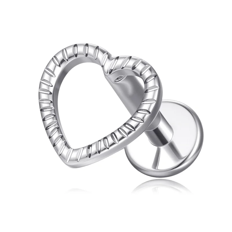 2Pcs Internally Threaded Titanium G23 Labret 16g(1.2mm) Silvery Ear Cartilage Helix Tragus Stud Lip Piercing Body Jewelry