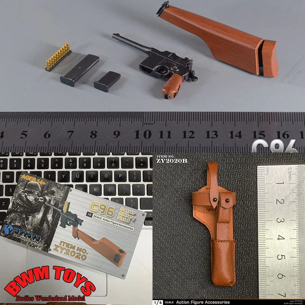 Accesorios de escena ZY2020 1/6, funda de pistola militar C96 Mauser, modelo de arma, accesorios de escena, ajuste de figura de acción de soldado de 12 pulgadas