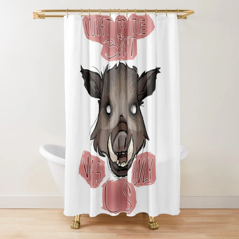 

LOTF inspired boar head Shower Curtain Window Transparent Bathroom Shower Curtain