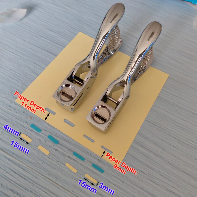 15X3mm 15x4mm 슬롯 구멍 펀처 ID 카드 배지 사진 펀치 휴대용 금속 강철 도구 실버