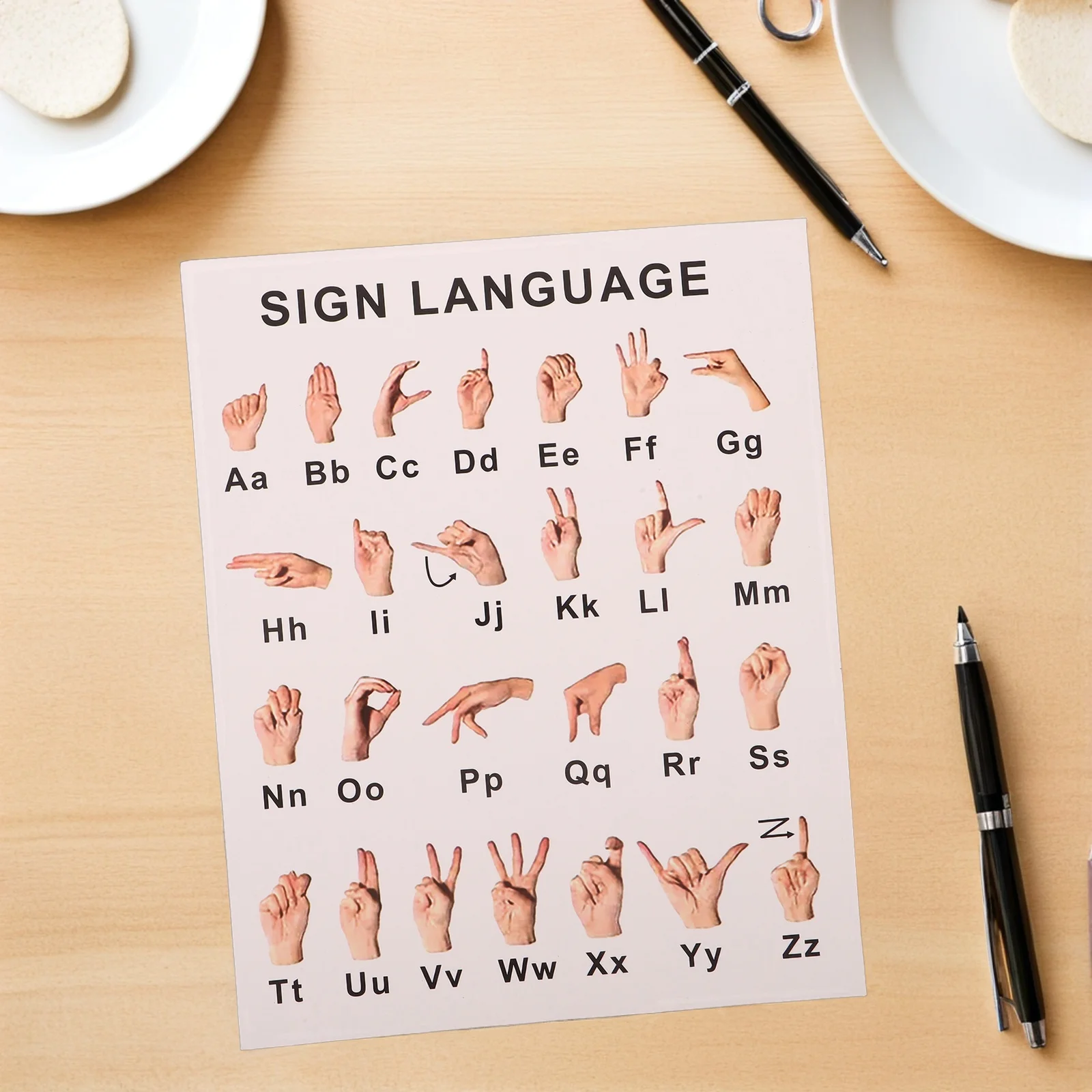 

6Pcs Sign Language Poster Educational Asl Alphabet Gesture Language Charts for Classroom Homeschool Learning Wall Decor