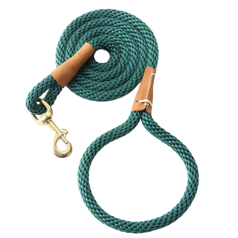 High Quality Handmade Leather Nylon Rope Dog Leash 5 ft Pet Products Snap dog lead Outdoor Training Leashes