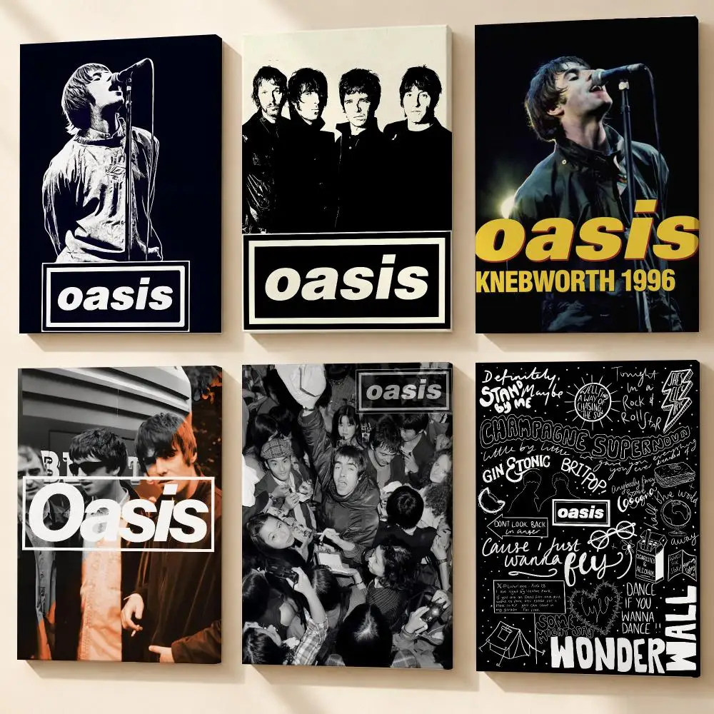 Rock Band O-Oasis Framed Wall Painting Canvas Poster Wooden Stretcher Frame Inner Frame Kit for Wall Art Painting