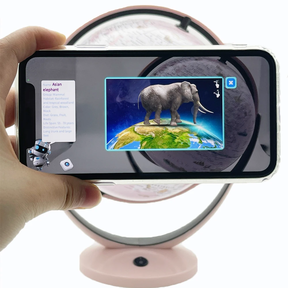 7.8 Inch AR Globe for Kids,Educational Globe with Stand Built in LED Night Light Earth Map, Educational Geographic Earth Globe