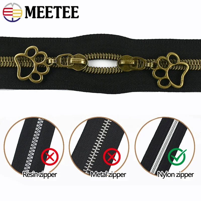 5/10/20 unidades extrator de zíper Meetee 5 #   Zíperes deslizantes para fecho de nylon, kit de reparo de tração, roupas diy, acessórios de costura