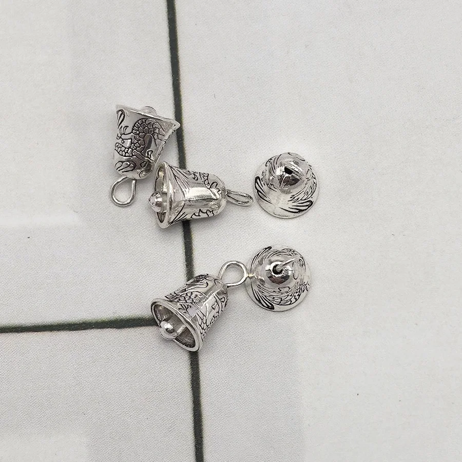 10PCS Cute Alloy Bell Charms Silver Color Dragon Design Pendant For Necklace Bracelet Jewelry DIY Accessory No Sound 13*9mm