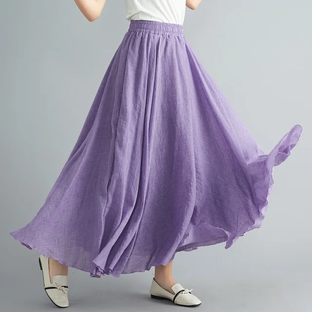 Moda Bawełniana Odzież Lniana Spódnice Damskie Maxi Y2k Elegancka Odzież Uliczna Saia Ropa Mujer Casual Vestido Długa Spódnica Faldas Harajuku