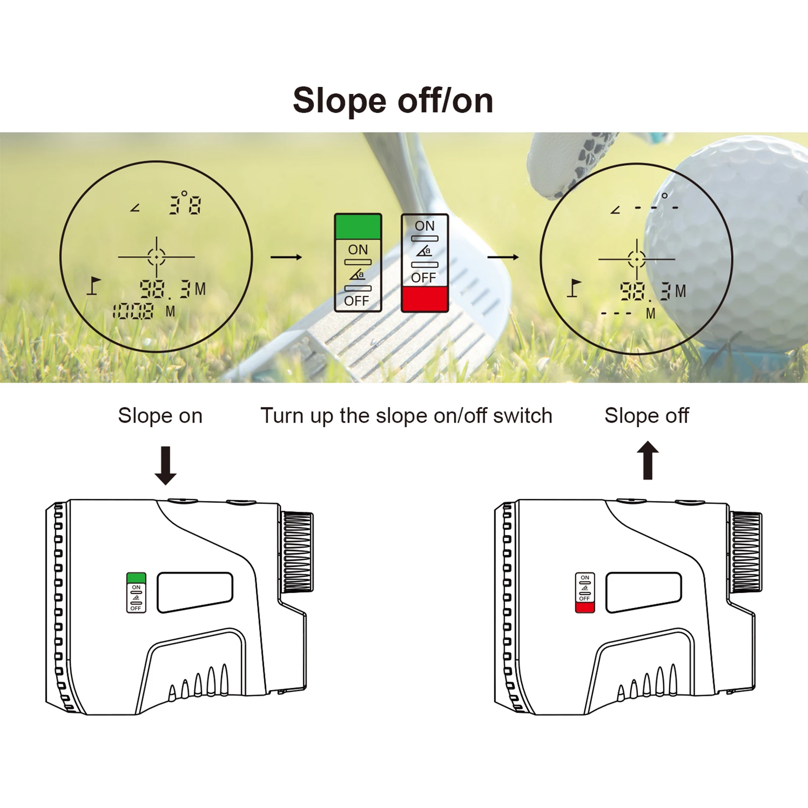 Golf Rangefinder Laser Distance Meter Outdoor Sports Golf Field Camping Rangefinder Golf Slope Adjusted Mode Flag-Lock Telescope