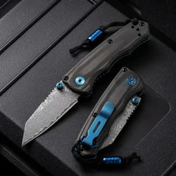 BM290 Mini Collapsible Faca Damascus/M4 Blade Carbon fiber/Aviation aluminum Handle EDC Survival Tool Knives