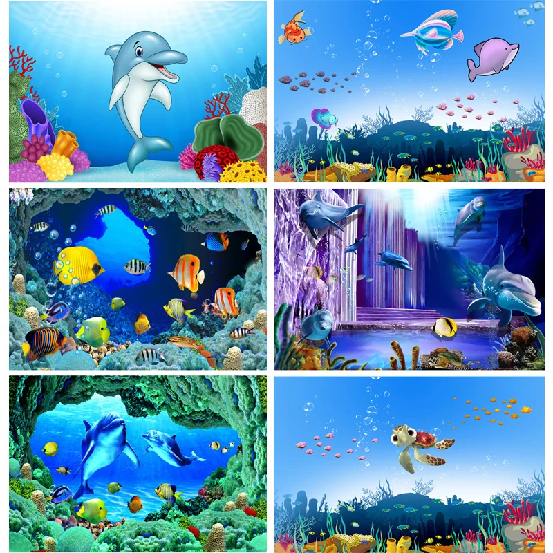 

Children Birthday Photography Backdrops Ocean World Baby Newborn Portrait Photo Background Studio Props 2193 HHY-02