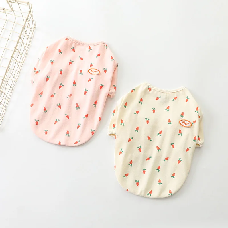 

Summer New Pet Lovely Vest Printed with Mini Carrots Cat Dog Thin Cool Breathable Clothing Elastic Cotton Material Pet Apparel