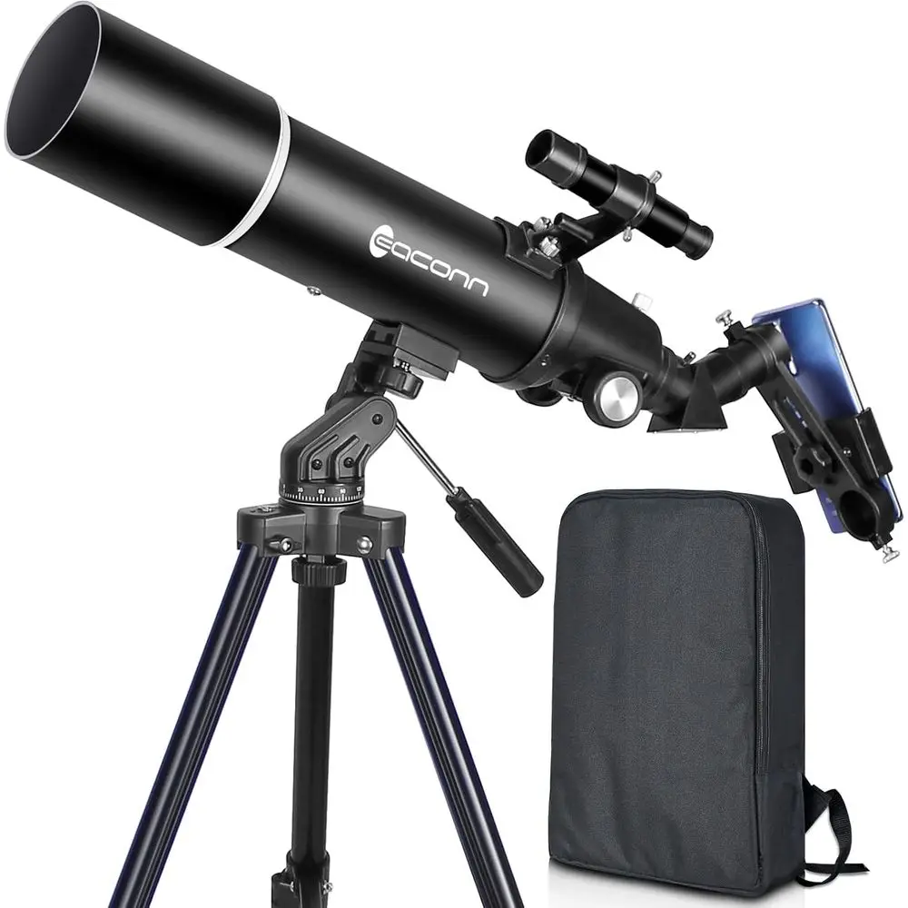 

Portable 80mm Refractor Telescope for Amateur Astronomers: Compact 600mm Travel Scope with Carry Bag