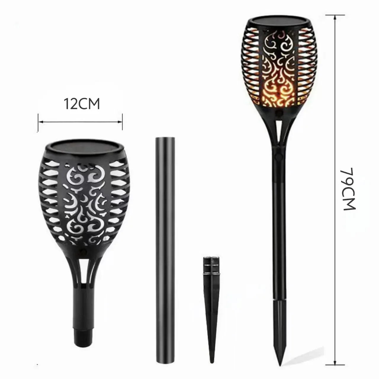   Solar Flame Light Outdoor Courtyard Lawn Light Landscape Spotlight Garden Stake 96LED Sensing Torch Light