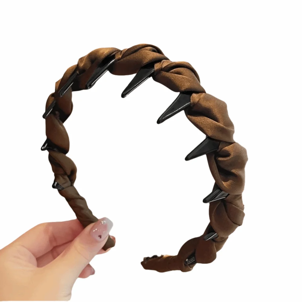 

Wave Pattern Wrapped Hair Hoop Comfortable Fabric Headband Non-Slip Headband Adjustable Elegant Women's Satin Hairband