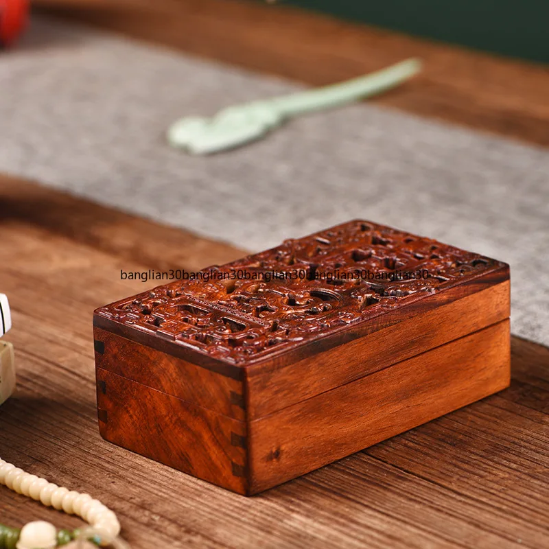 Big Red Rosewood Full Carving, Chilong Treasure Box, Mahogany Replica Collection Dragon Box, Solid Wood Handmade Jewelry Box