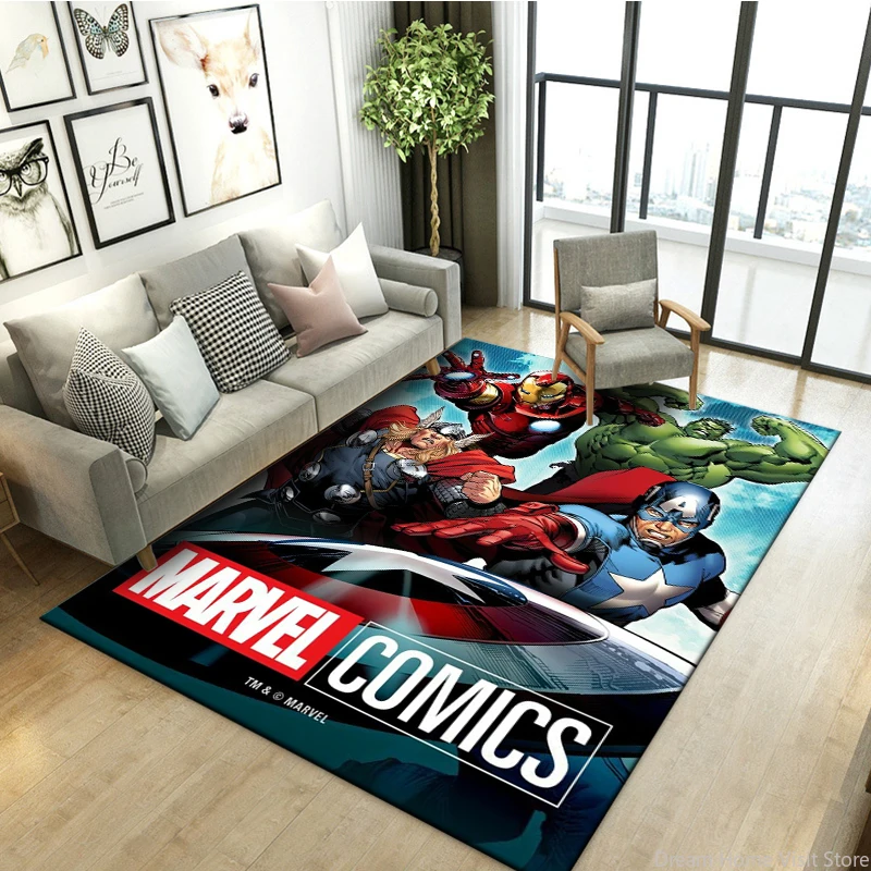 Disney Marvel-Avengers Superhero Printed Large Area Rugs 3D Carpet for Living Room Kids Bedroom Doormat Decor Non-slip Floor mat