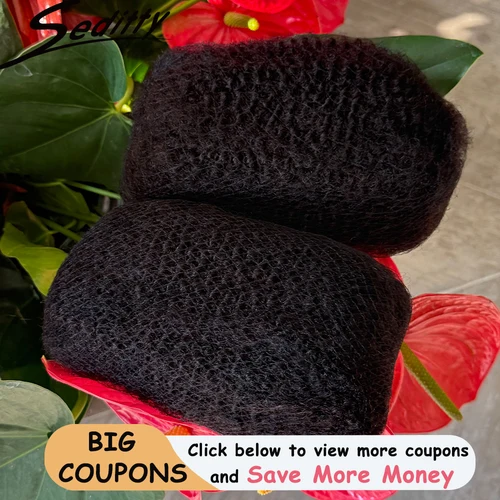 Imagen 1 del producto Afro rizado 50 g/paquete Color Natural a granel cabello humano Remy paquete de cabello de ganchillo para extensiones de cabello trenzado sin trama