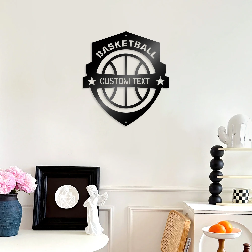 

1pc Basketball badge funny Customized Name Metal Wall Signs Metal Wall Plaque For Kids Room Living Room Home Decor