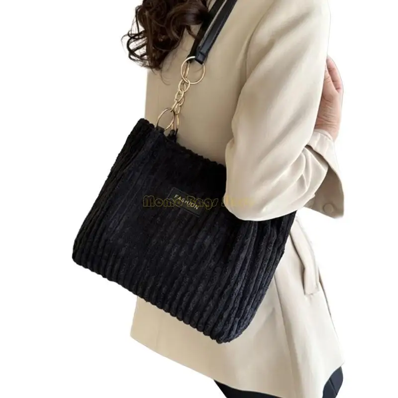 

X90D Shoulder Bag for Girl Women Corduroy Handbag Shopping Bag Underarm Bag Tote Bag