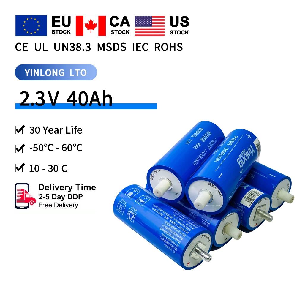 Original Yinlong LTO 2.3V  40Ah Rechargeable Origianl Battery For DIY Solar System Car Audio Outfoor Power Supply