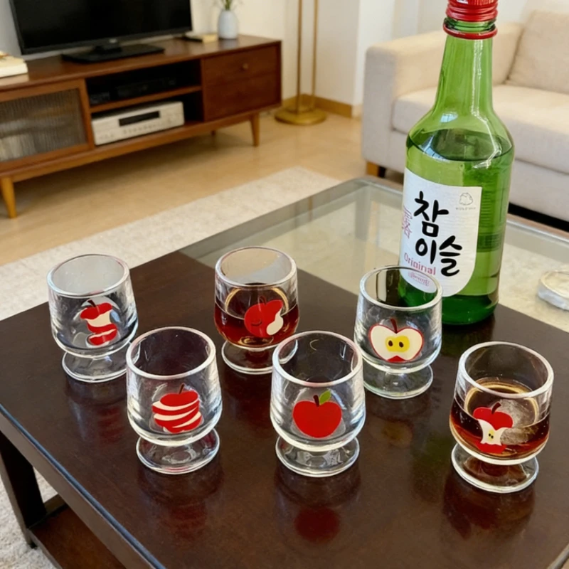 

Креативный корейский стакан для соджу в форме яблока, 50 мл, мини-стакан для байцзю, изысканный маленький бокал для вина, подарочный набор для бара
