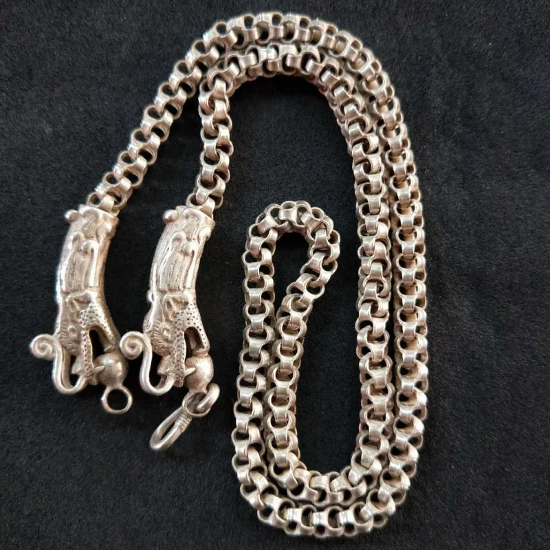 Ethnic Retro White Copper -Plated Sweater Chain Style Jewelry Tibetan Silver Long Necklace