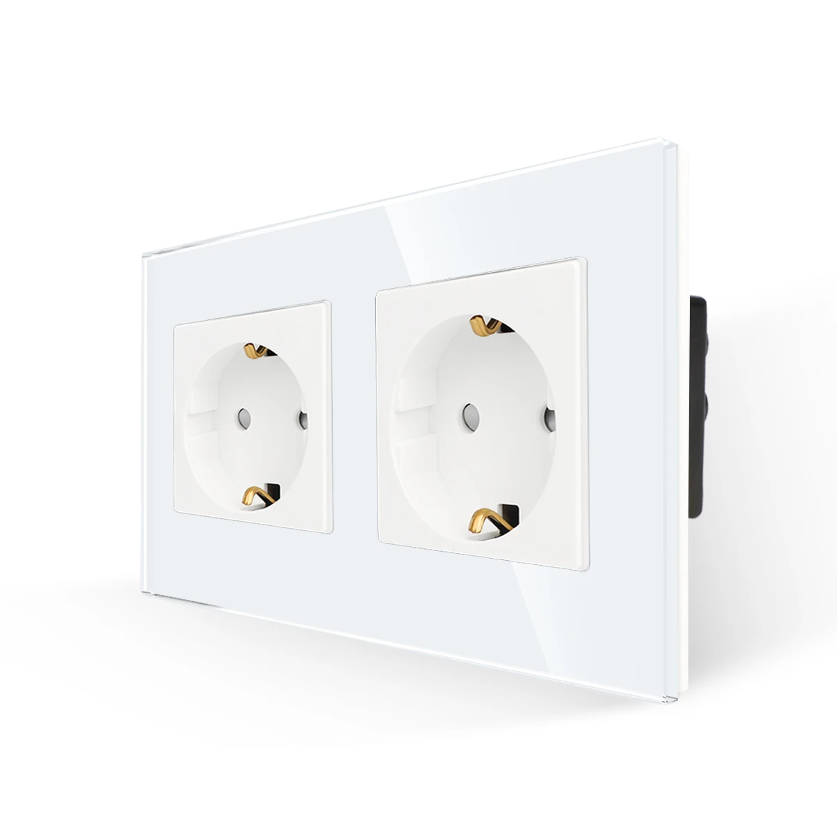 Bingoelec EU Standard Wall Sockets Double Sockets Crystal Glass Panel 157mm 16A White Grey Black Gloden Electrical outlets