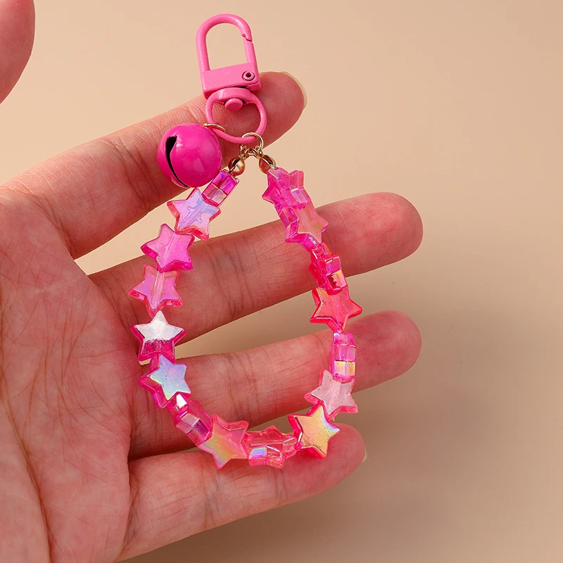 Mode Bunte Handgemachte Stern Perlen Armband Glocke Schlüsselbund für Auto Schlüssel Frauen Männer Handtasche Anhänger Schlüsselanhänger DIY Schmuck Geschenke – Detail 4