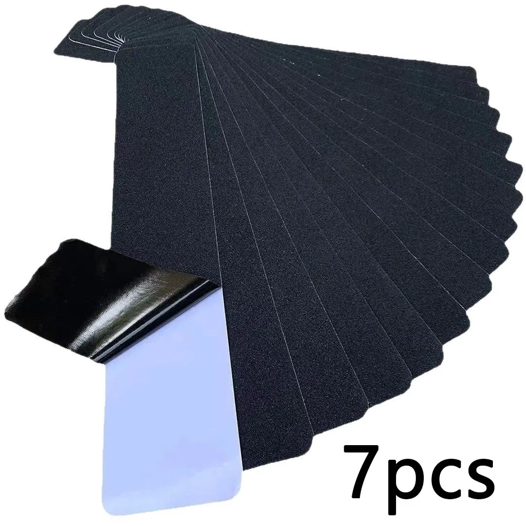 7pcs Frosted Pvc Self Adhesive Anti Slip Stair Treads Durable Skid Step Protection Pad For Wooden Concrete Porch Outdoor Walkway