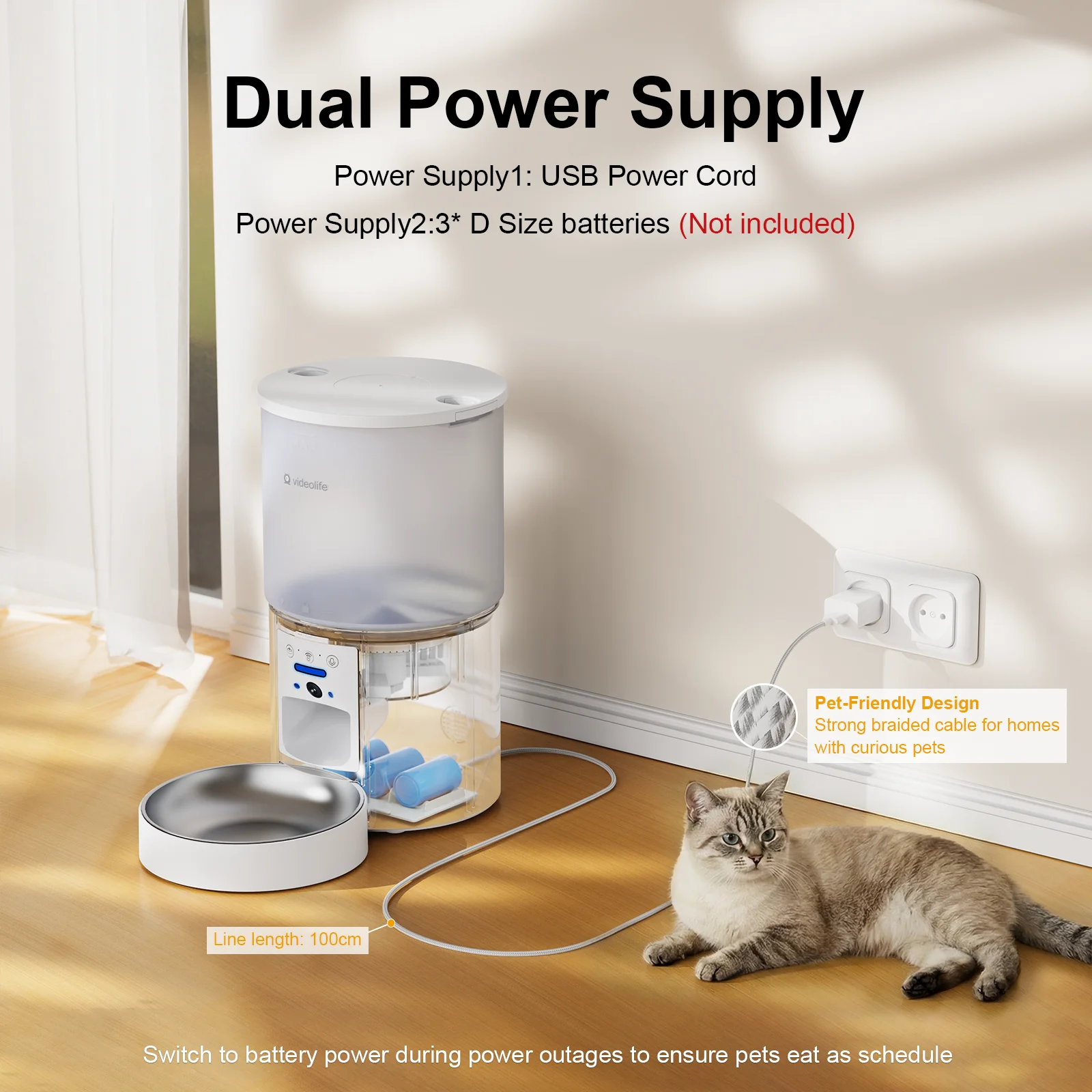 

Videolife 4L Smart Automatic Cat Feeder With Camera Cat Dry Food Video Dispenser Pet Smart Voice Recorder Auto Feeder For Dog