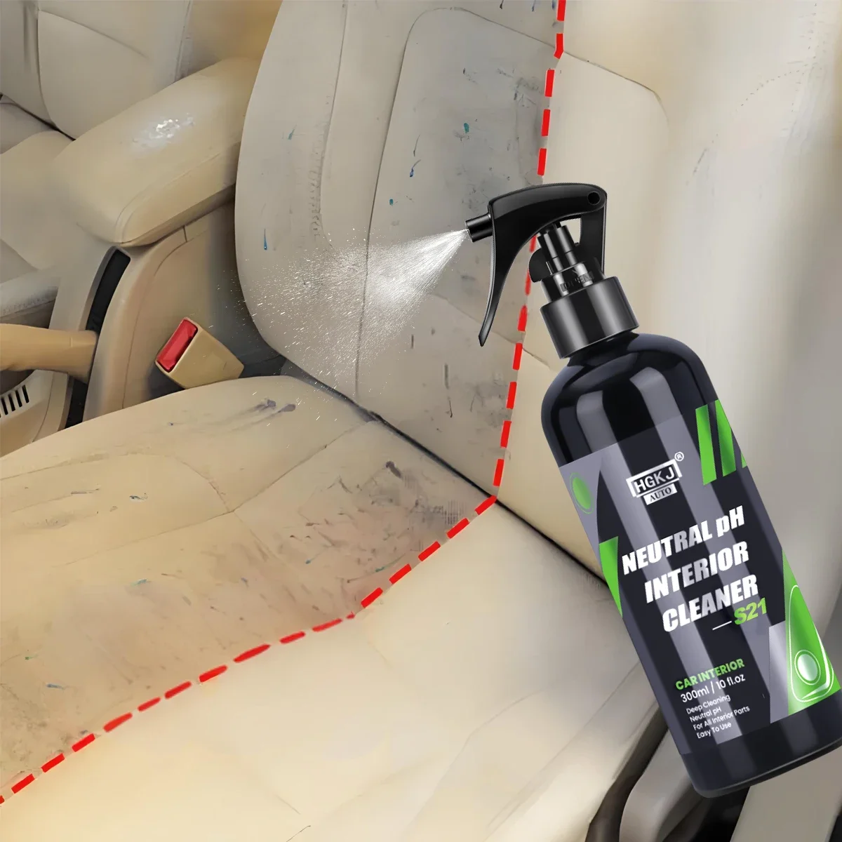 

S21 Car Interior Cleaner Agent Ceiling Cleaner Leather Flannel Woven Fabric Water Free Multipurpose Auto Dash Cleaning Tool
