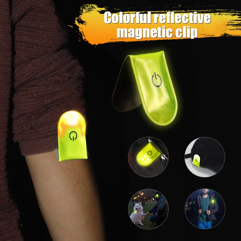 LED Magnetic Clip Book Mark - Decorative Reflective Light Clip With PVC Fluorescent Magnet For Outdoor Night Use