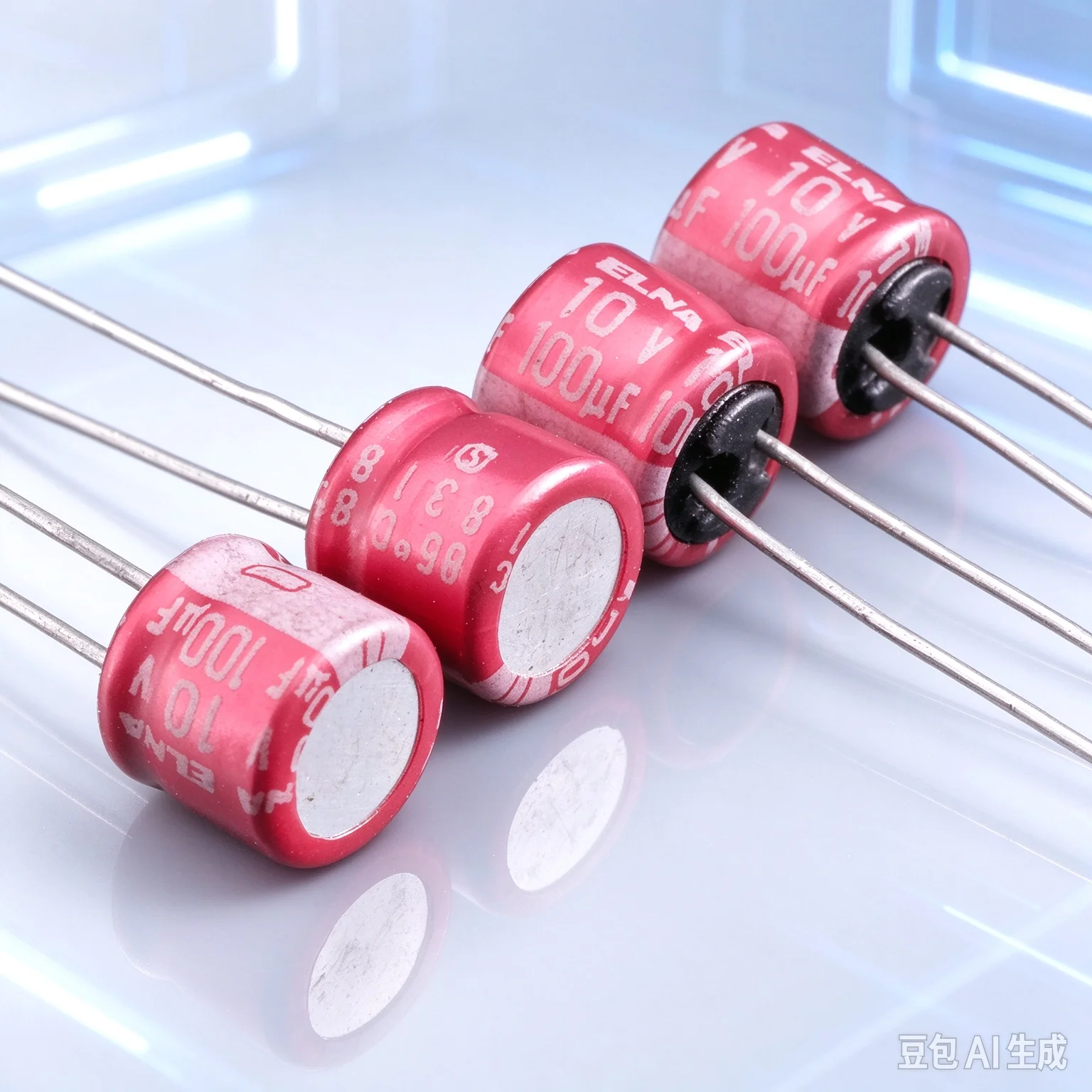 20pcs  Portable for ELNA vintage copper leg red robe fever decoupling electrolytic capacitor 10V100UF