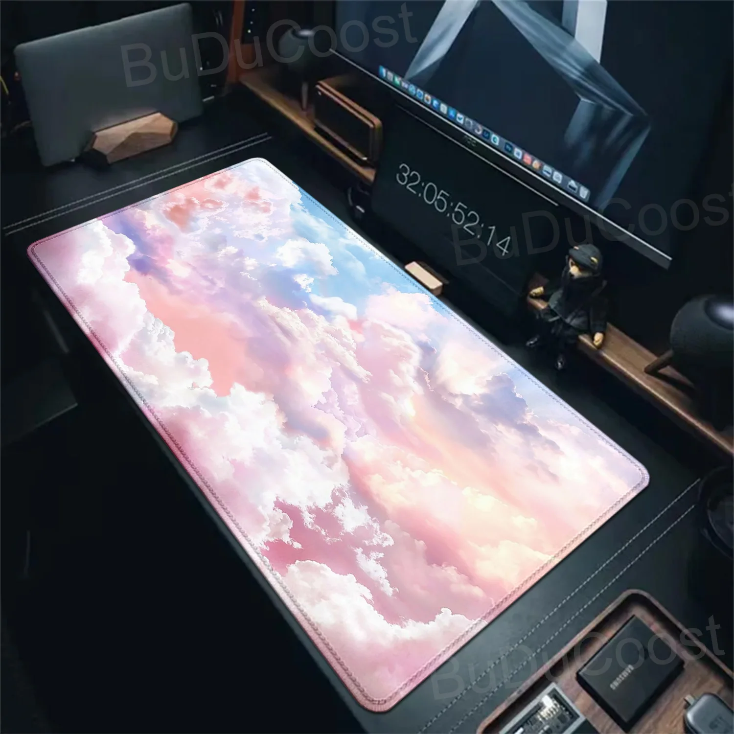 

Cute Extended Gaming Keyboard Mats Pink Mousepad Pastel Clouds XL Desk Pad Mat Kawaii Purple Mouse Pad