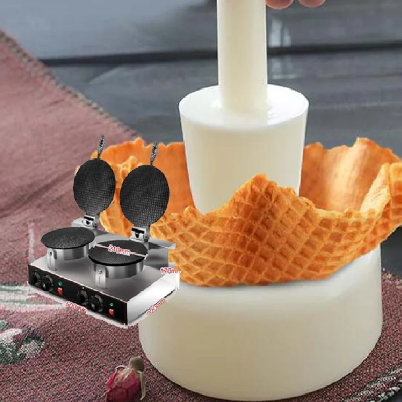 Hot Sales Electric Non Stick Double Ice Cream Cone Maker Waffle Cone Making Machine Ice Cream Cone Machine For Commercial Use