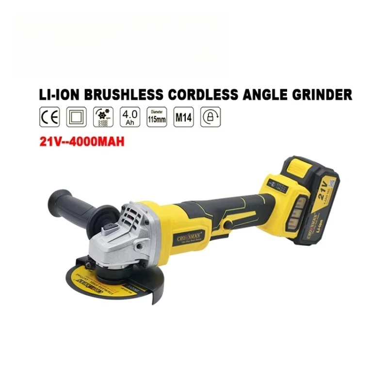 Power 100mm 115mm 21v Lithium Brushless Angle Grinder