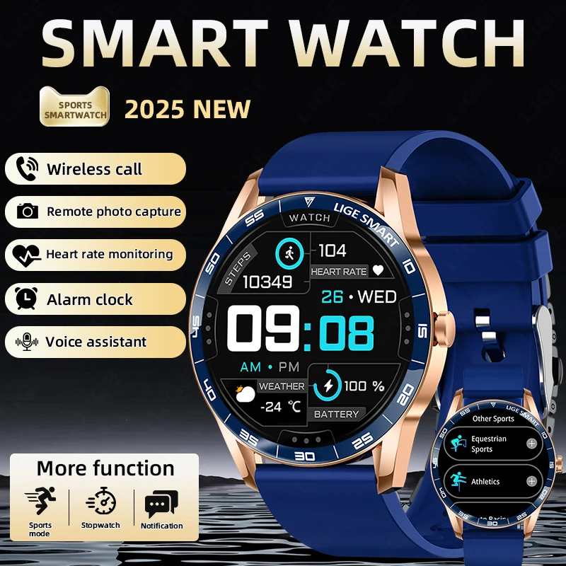 

LIGE Smart Watch Sports Fitness Tracker Sleep Health Monitor Wireless Call Notification Weather AI Voice Waterproof Smartwatch