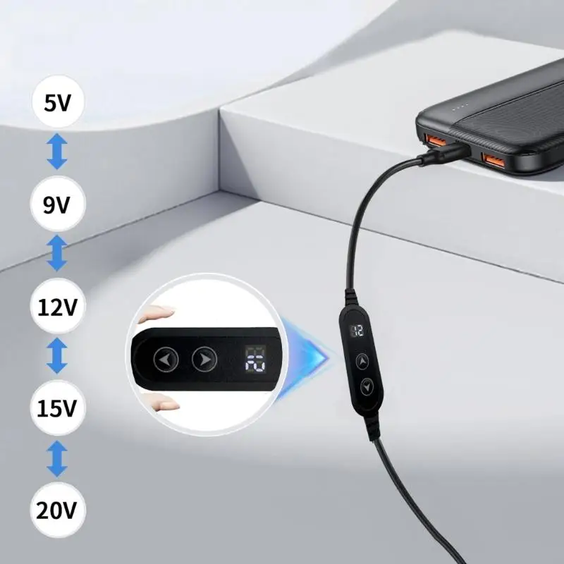 Cable carga C90F Tipo C DC5521 y más conectores opcionales 5V-20V ajustables
