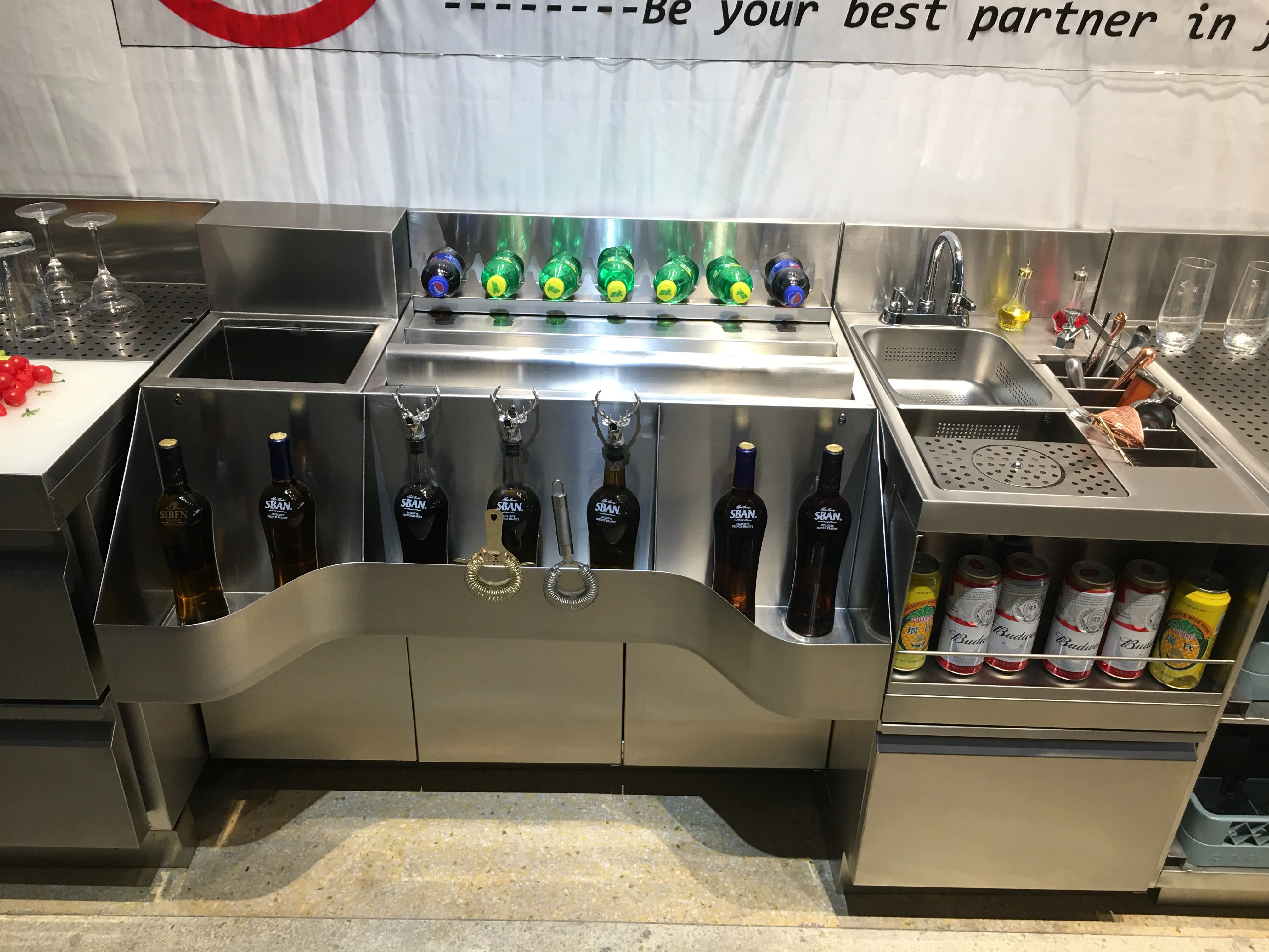 Stainless Steel Bar Counter Station Custom Commercial Cocktail Bar Equipment For Bar & Cafe view 3