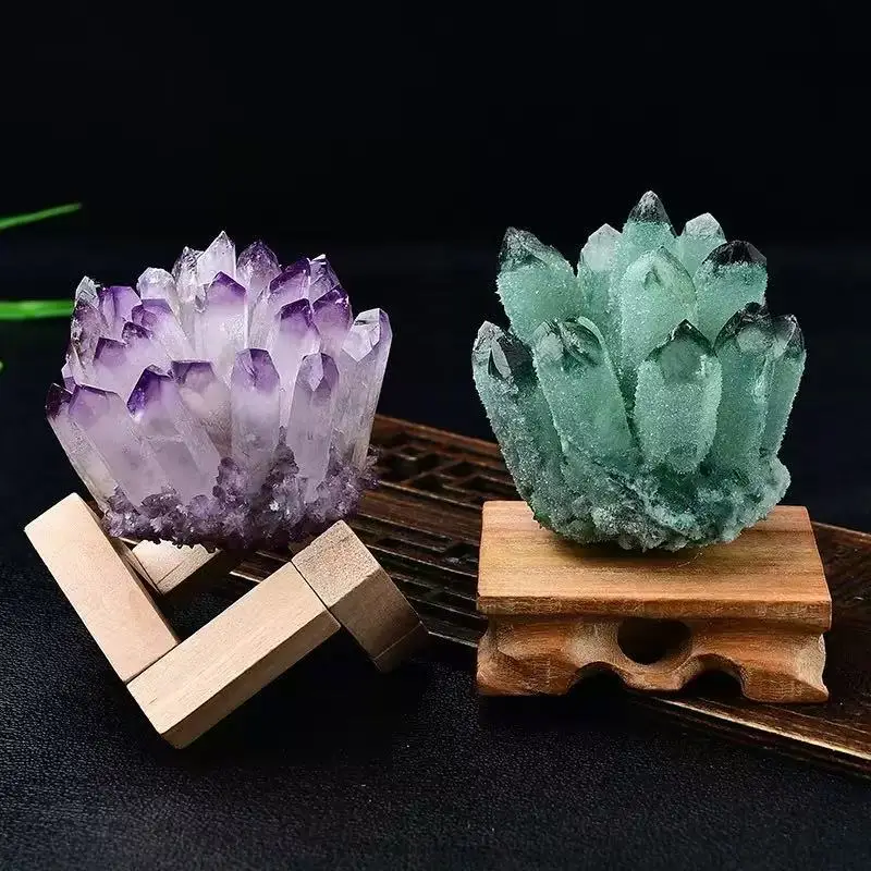 Natural Purple/Yellow/Green/White Crystal Stone Craft Ornament Home Multi functional Fish Tank Office Decoration Ornament LI730