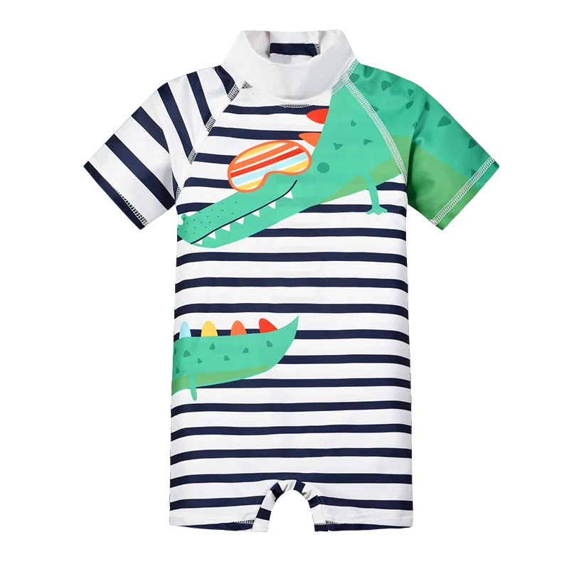 Summer Baby boy Short Sleeved Swimwear Sunscreen High Elasticity Cartoon Printing Cute And Cool Out Doors Swimming Pool  Parti