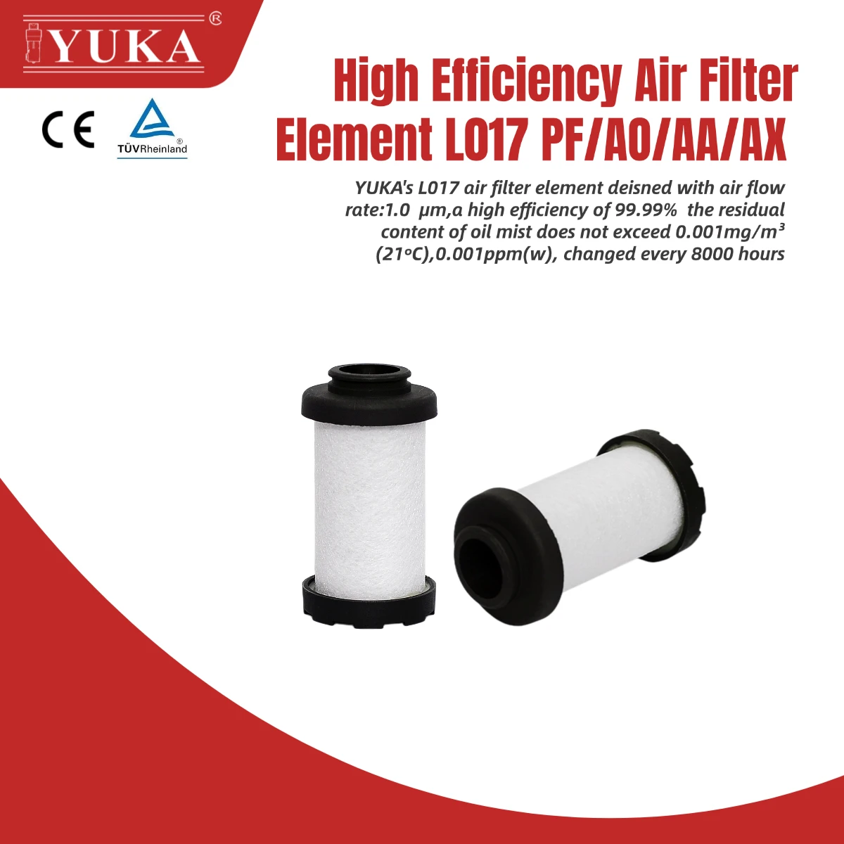 

Элемент воздушного фильтра YUKA L017PF L017AO L017AA L017AX L017ACS L017AR L017AAR заменяет Domnick Hunter RiSheng