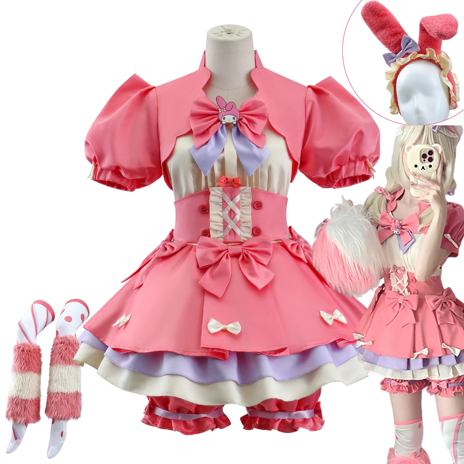 Lily Barrier-Juego de Cosplay Identity V, disfraz de animadora, uniforme de fiesta, vestido rosa, trajes de juego de rol de Anime de Carnaval