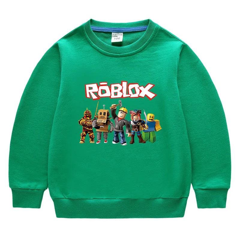 ROBLOX Pakaian Anak-anak Kecil dan Menengah Baru Musim Semi Musim Gugur Hoodie Leher Bulat Atasan Bayi Katun Lengan Panjang Anak untuk Pria Wanita