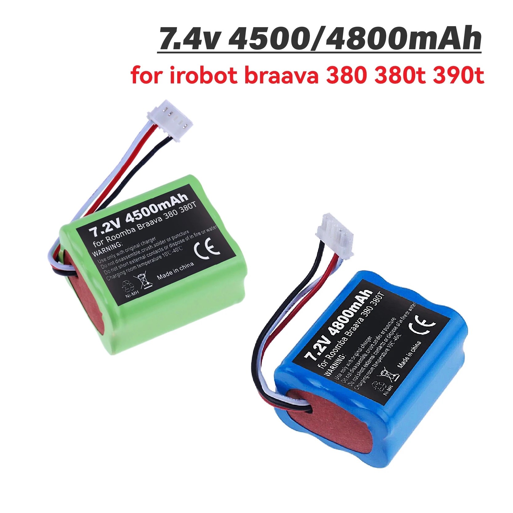 4500mah 4800mah NI-MH Battery for Mint 5200 5200B 5200C and iRobot Braava 380T 380 390T 7.2V Rechargeable battery