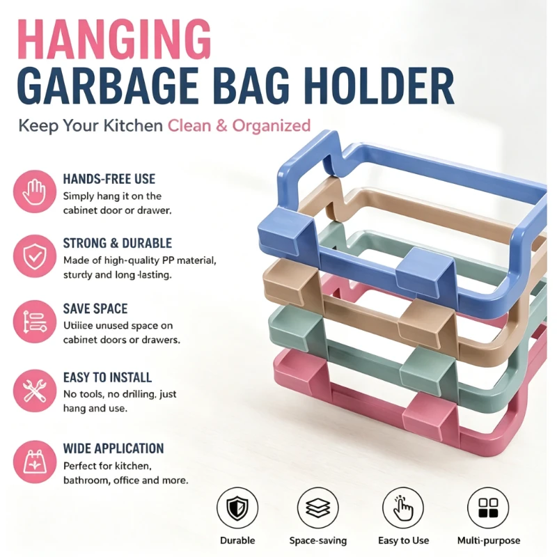 Kitchen essential garbage rack, plastic cabinet garbage storage rack, garbage bag rack for kitchens, storage rooms and bathrooms