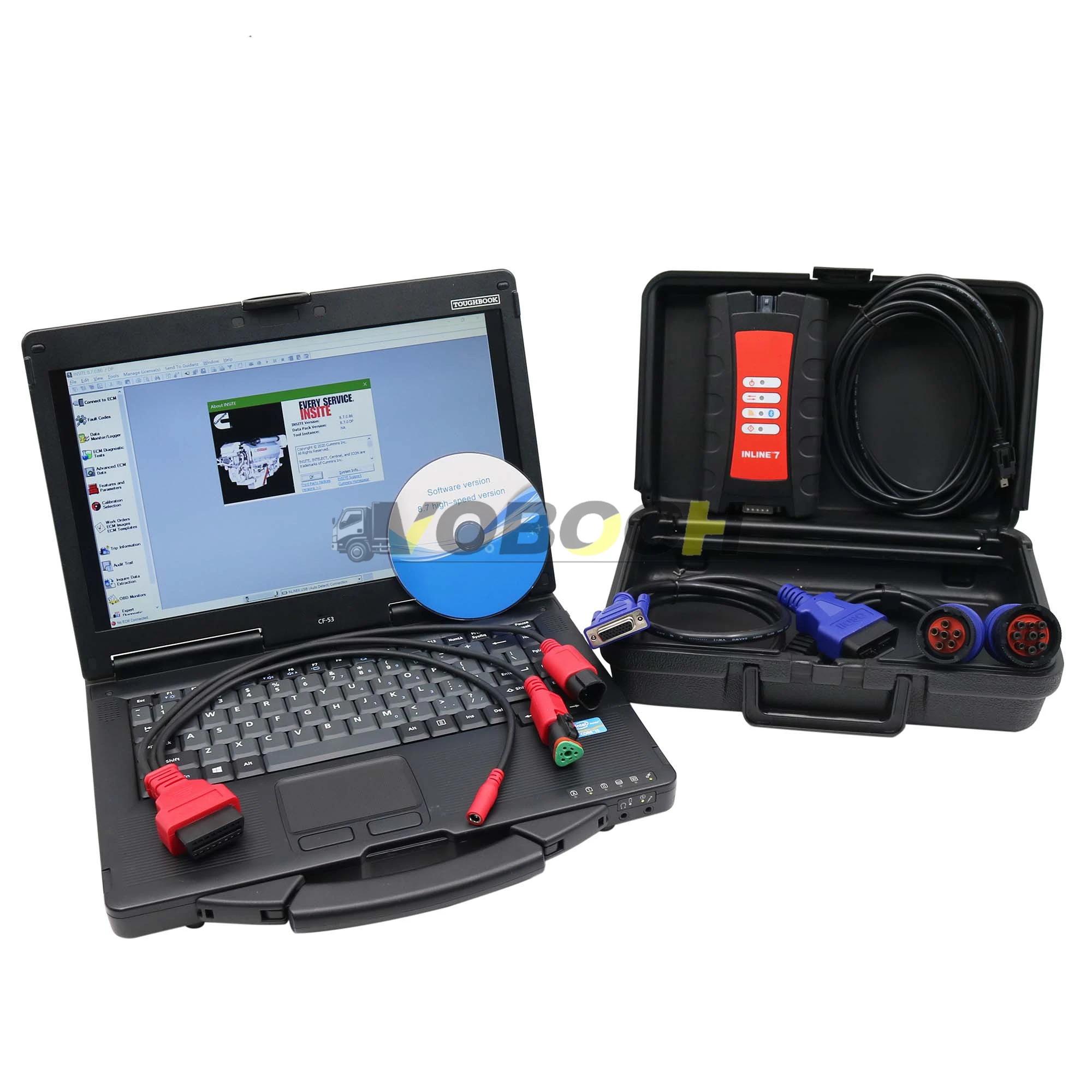 

Комплект адаптеров для передачи данных Inline 7 с программным обеспечением WIFI Insite 9.0 для инструмента Cummins 5572620 5299899, диагностический инструмент для обслуживания двигателей грузовиков.